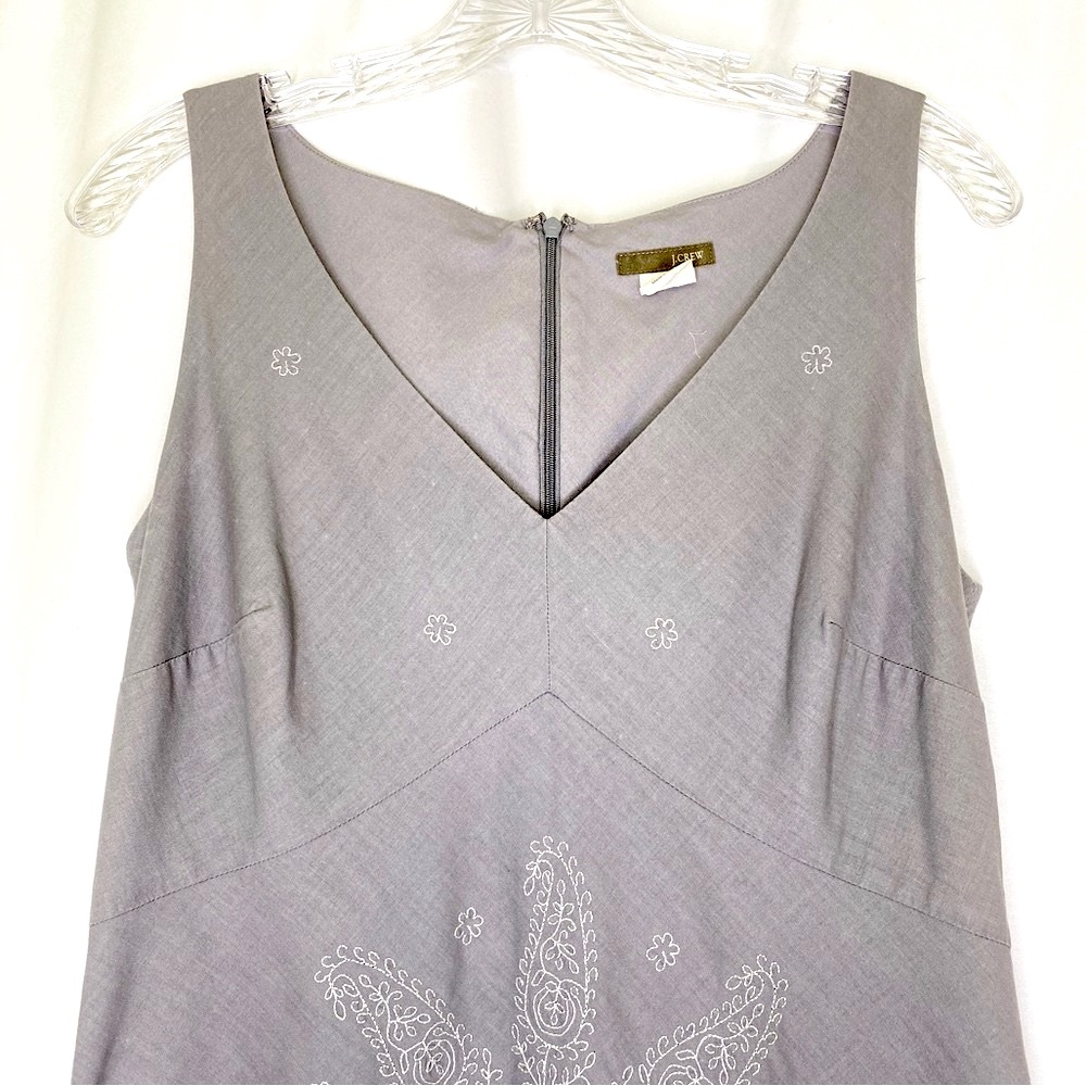 J. Crew Sleeveless Midi Dress Sz 6 Vtg Y2K Cotton Floral Embroidered Boho Beach - Picture 4 of 13